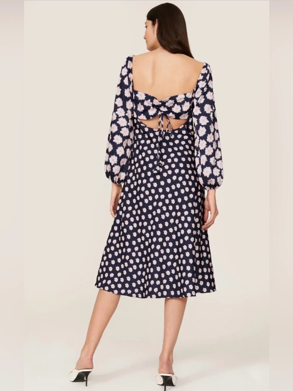 SACHIN & BABI Melody Navy Floral Long sleeve midi Dress